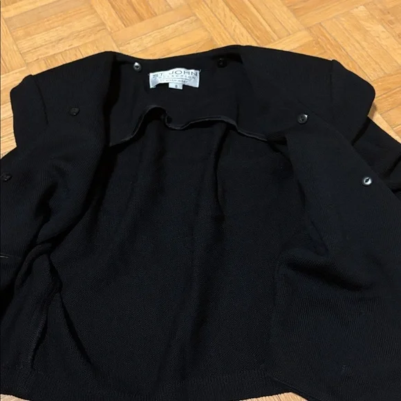 St.John collection Black Cropped Blazer with Gold Accents - Picture 15 of 16